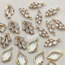 5pcs Cubic Zirconia Leaf & Waterdrop Charms Pendant, DIY Necklace Earring Tassel Jewelry Accessories - Multicolor - View 1