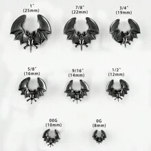 2PCS Halloween Bat Saddle Ear Tunnels Plugs Piercing Gauges For Women Men 316 Stainless Steel Saddle Gauges Earrings Gift - Bat - View 10