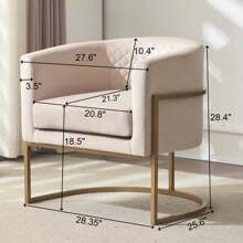 Upholstered Velvet Chair With Gold Metal Bracket, Curved Backrest Accent Chair For Living Room, Office, Or Lounge, Mid-Century Modern Style