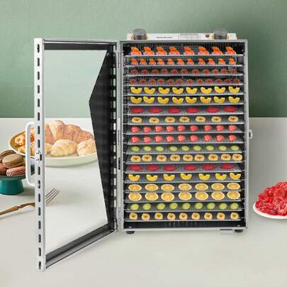"Stainless Steel 18-Layer Dry Fruit Machine - Food Dehydrator For Fruits, Pet Food Baking, And Medicinal Herbs"