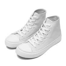 Womens High Top Canvas Sneakers Lace Up Canvas Shoes Walking Shoes Classic Casual Tennis Shoes Womens Fashion Sneakers( White, Colorful) - trắng - Xem 1
