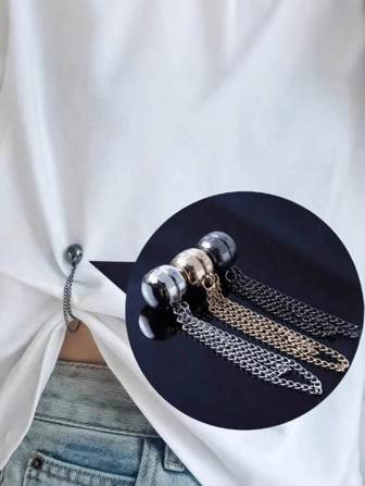 2 件多色可调节磁性裤夹和袖口夹，耐用合金，可拆卸链扣，适合夏季度假、围巾、披肩和头带、裤子和 T 恤，可调节 T 恤下摆夹，无缝紧固件服装皮带收紧器，腰带，多用途时尚配饰