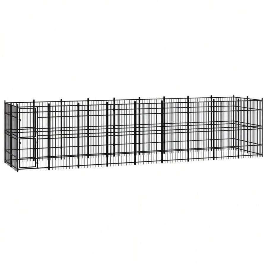 Spacious Outdoor Dog Kennel Steel Structure 16.59 Meters Pet Enclosure Heavy Duty Design For Large Breeds - Black - View 1
