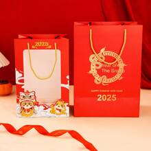 Red Metallic Paper Gift Bags With Transparent Window, Suitable For Snake Year, New Year Party Gift Packaging - Multicolor - View 4
