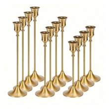 1/3/6/12pcs Vintage Elegant Metal & Aluminum Desktop Candle Holders, Suitable For Wedding Anniversary, Home & Hotel Decor, Seasonal & Holiday Tabletop Decor (Candles Not Included)