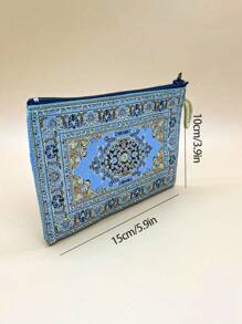 4"X6" Vintage Style Gold Thread Embroidered Zipper Wallet, Suitable For Daily Use, Women Mini Coin Purse - Multicolor - View 6