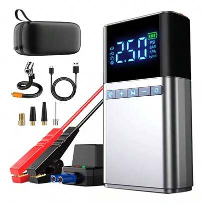 Arrancador De Batería Auto Portátil 12000mah Inflador 150psi