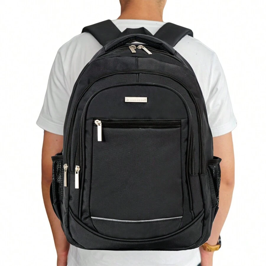 Fashionable Functional Backpack, 47x35x20cm, Black Color, Large Capacity, Anti-Pollution, Water-Resistant, Multi-Pockets, Suitable For School, Travel, Work, Casual, Lightweight 0.7kg, New Arrivals, Travel Essential, Holiday Essential, Elegant Style, Basic Style, Enter Spring, Comfortable, Family Outing, Special Gift, Top Item, Spring/Summer, Contrast Color, Unisex - الأسود - مشاهدة 1