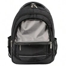 Fashionable Functional Backpack, 47x35x20cm, Black Color, Large Capacity, Anti-Pollution, Water-Resistant, Multi-Pockets, Suitable For School, Travel, Work, Casual, Lightweight 0.7kg, New Arrivals, Travel Essential, Holiday Essential, Elegant Style, Basic Style, Enter Spring, Comfortable, Family Outing, Special Gift, Top Item, Spring/Summer, Contrast Color, Unisex - الأسود - مشاهدة 7