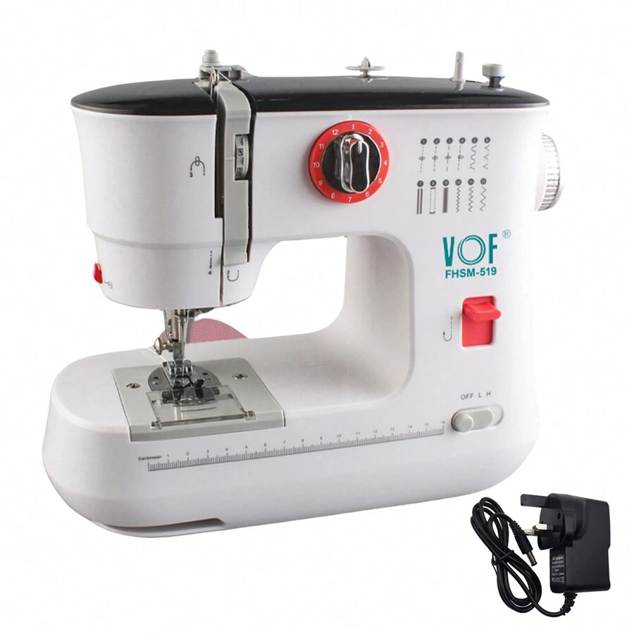 519 Electric Sewing Machine, 12 Stitches Mini Double Thread With Foot Pedal, UK Plug, Perfect Valentine's Day Gift For DIY Enthusiasts - 白色 - 查看 1