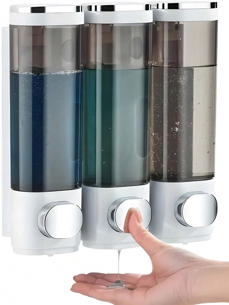 1 件壁挂式皂液器、手动液体皂液器、300 毫升洗发水/沐浴露皂液器、浴室皂盒、浴室配件、家居装饰、家居用品家居浴室装饰秋季装饰返校 - 彩色 - 查看 1