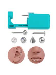 Kit d'outils de perçage jetables stériles de 16G pour les lèvres, les oreilles et le cartilage, comprenant 1 pièce pistolet de perçage et 4 boules filetées de rechange