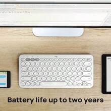 Logitech 蓝牙无线键盘 K380，时尚、轻巧、安静，兼容笔记本电脑、安卓手机、平板电脑、iPad（白色） - 白色 - 查看 3
