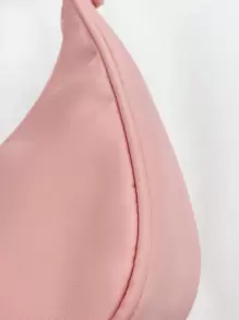 1pc Kids Nylon Basic Shoulder Bag, Minimalist Sling Bag, Solid Color Zipper Underarm Bag, Crossbody Bag Suitable For College Students/Girls/Teenagers, Holiday/Vacation, University/College Classroom - Pink - View 11