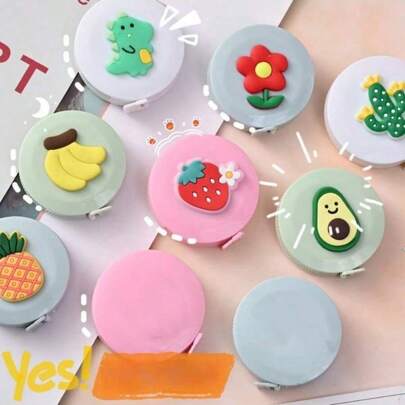 Cartoon Mini Retractable Tape Measure, Multifunctional Round Portable Soft Ruler For Measuring Bust, Waist Size