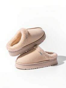 Comfortable & Fashionable Men's Plush Slippers, Anti-Slip Thick Sole Fluffy Slides For Indoor Home Wear, Warm For Autumn/Winter, Unisex