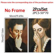 2pcs Unframed Funny Bathroom Canvas Wall Art, Lady Classical Painting Vintage Wall Art, Toilet Humor Bathroom Wall Decor, Funny Bathroom Decor, Vintage Midcentury Style Poster Print Wall Decor, Bathroom Decor Wall Art Gifts Birthday Graduation