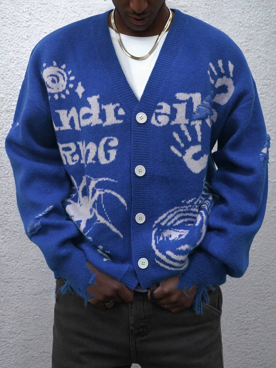 Áo khoác cardigan nam cao cấp ANDREILEE, áo len dài tay cài nút kiểu dáng thường ngày, phong cách đường phố. - Màu xanh lam - Xem 1