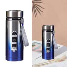 Termo de Acero Inoxidable , Botella 500ml de Agua Termo, Doble Pared y Tapa Hermética Antigoteo, con Asa para Transportar (Plata) - azul degradado - Ver 1