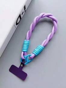 1pc Braided Short Lanyard Chain With Anti-Pull Pad, Compatible With Any Phone Case