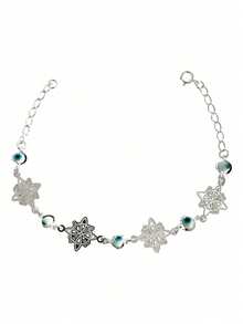 Adjustable Witch Knot Triquetra Turkish Eye Bracelet 925 Silver