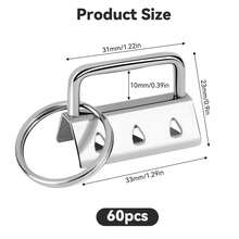 Pack of 60 Lanyard Blanks 33 mm Key Ring Hardware Clamp Clasp Pendant, Clamp Clasp Pendant with Key Ring, Clamp Clasp Pendant Hardware for DIY Lanyards - Silber - Übersicht 4
