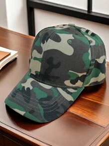 1pc Unisex Fashionable Camouflage Baseball Cap, Sunshade UV Protection Casual Hat Halloween - Army Green - View 1