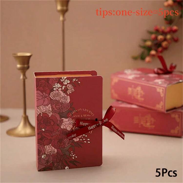 5/10pcs Book Shaped Gift Box With Ribbon Cardboard Candy Chocolate Gift Packaging Box, Suitable For Parties, Weddings, Birthdays, Wedding Souvenir Gift Boxes, Holiday Party Gift Boxes, Wedding Gift Storage Boxes Gifts Graduation Birthday Decorations Party Decorations Gift Bags - Multicolor - View 6