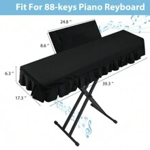 Velvet Piano Keyboard Dust Cover - 61/88 Keys Dustproof Electric Piano Covers Decorative For Full Cover Elastic Digital Piano Keyboard Protective Cover Cloth,Digital Piano Cover 88 Keys,Guitar Case,Piano Keys - Black - View 8