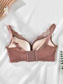 Metallic Decor Sexy Seamless Comfortable Bra, Lingerie - Coffee Brown - View 2