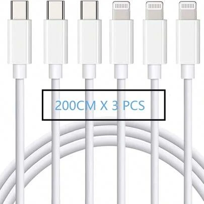 XASMA 3 件/1 件 USB C 转 Lightning 数据线兼容 充电器 USB C 转 Lightning 数据线兼容 14/13/12/11 X XS XR 8 Plus 等，USB 充电线兼容 11 12 13 14 6 6S 7 8 Plus X XR Pro Max 适用于 PC 耳机充电数据线，苹果手机快速充电数据线闪存充电线 Nan MFi 认证