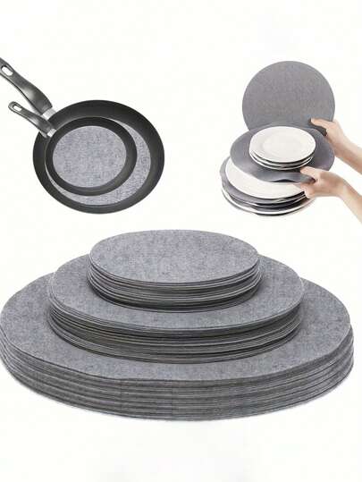 Felt Mate 圆形毡锅垫和盘子隔板套装 - 3 种尺寸，防刮、耐热、多功能厨房配件，用于炊具、餐具和储存保护