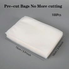 100 piezas Bolsas para selladora al vacío, reutilizables, bolsas para máquina de sellado al vacío, bolsas de embalaje al vacío, bolsas de sellado al vacío para conservación de alimentos, suministros de cocina para el hogar, para uso al aire libre, camping