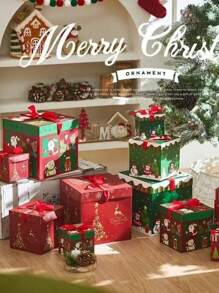 3 Pieces Gift Box Set, Large/Medium/Small Gift Boxes, Decorations, Multi-Purpose Gift Boxes And Decorative Paper Gift Boxes, Apple Shaped Birthday - Multicolor - View 3