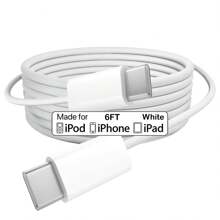 Cáp USB C sang USB C bện nylon, Dây sạc nhanh Type C 60W (3A) Tương thích với iPhone 16 15 Pro Max Plus, Máy tính xách tay Apple, iPad Pro Air 4, Galaxy S24 S23 S22+ S21 Ultra - trắng - Xem 1