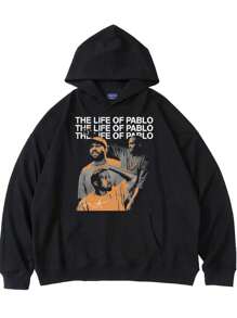 West Coast Rapper Poster 300 Grams Retro Rapper Clothing Cotton Unisex Kangaroo Pocket Hoodie