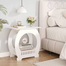 White Living Room End Tables, Small Bedside Table With Storage Shelf Basket, Side Table Small Spaces, Slim Coffee Tables, White Nightstand, Sofa Table For Bedroom Or Bathroom
