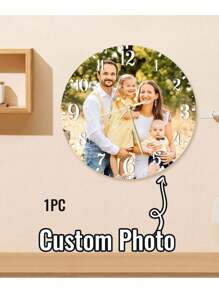 1pc Custom Photo Wall Clock, Personalized Picture Clock, 8/10/12Inch Photo Wall Clocks For Living Room Decor With Photo, Customizable Desk Clock For Bedroom, Customized Gift For Birthday Wedding Valentine's Day For Housewarming Dining Room, Living Room, Bedroom, Office, Tea Room, Home Gifts Graduation,Multi-Functional, Quick Dry,Waterproof,Anti-Mold,Reusable,Ornamental,Cute,Stylish,Exquisite,Adorable,Tidy,High-Quality,Modern,Custom,Personalized,Unique,Ideal Gifts For Him,Ideal Gifts For Her,Kitchen,Dining Room,Bathroom,Living Room,Bedroom,School,Office,Tea Room,Home,Garden,Home Harmony - Style a - View 2