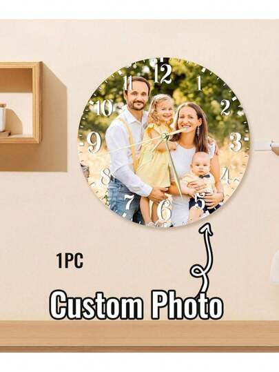 1pc Custom Photo Wall Clock, Personalized Picture Clock, 8/10/12Inch Photo Wall Clocks For Living Room Decor With Photo, Customizable Desk Clock For Bedroom, Customized Gift For Birthday Wedding Valentine's Day For Housewarming Dining Room, Living Room, Bedroom, Office, Tea Room, Home Gifts Graduation,Multi-Functional, Quick Dry,Waterproof,Anti-Mold,Reusable,Ornamental,Cute,Stylish,Exquisite,Adorable,Tidy,High-Quality,Modern,Custom,Personalized,Unique,Ideal Gifts For Him,Ideal Gifts For Her,Kitchen,Dining Room,Bathroom,Living Room,Bedroom,School,Office,Tea Room,Home,Garden,Home Harmony