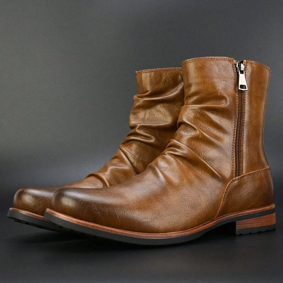 British Style Simple Casual Men's Boots Daily Versatile Bare Boots - 棕色 - 查看 1