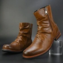 British Style Simple Casual Men's Boots Daily Versatile Bare Boots - 棕色 - 查看 4