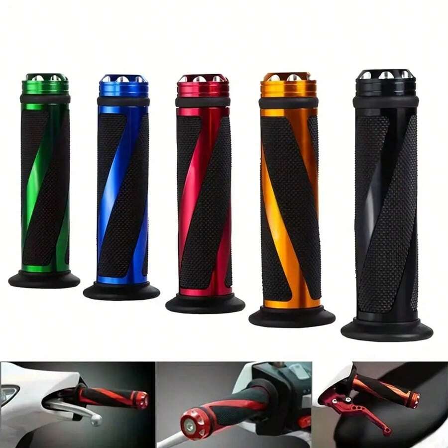 1 Set Universal Motorcycle Handlebar Rubber Grip, Slip-Resistant Handle Bar For Motorbike, Dirt Bike, Variety Of Colors - one-size - View 1