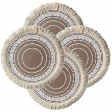1/4/6/8/10 Stück runde weiße gefranste hitzebeständige Matte, Küchen- und Esszimmertisch Platzset Dekoration