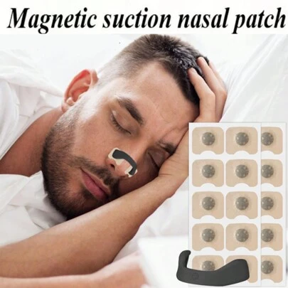 30 片装防打鼾贴 - 舒适透气鼻贴，让您安然入睡，防水防汗，磁性鼻夹可防止打鼾并扩张鼻腔气道