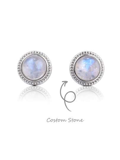 ITSMOS LABRADORITE Ametist Moonstone 925 Silver Örhängen Naturlig Ädelsten Twist Runda Dubbar Snygga örhängen för kvinnor