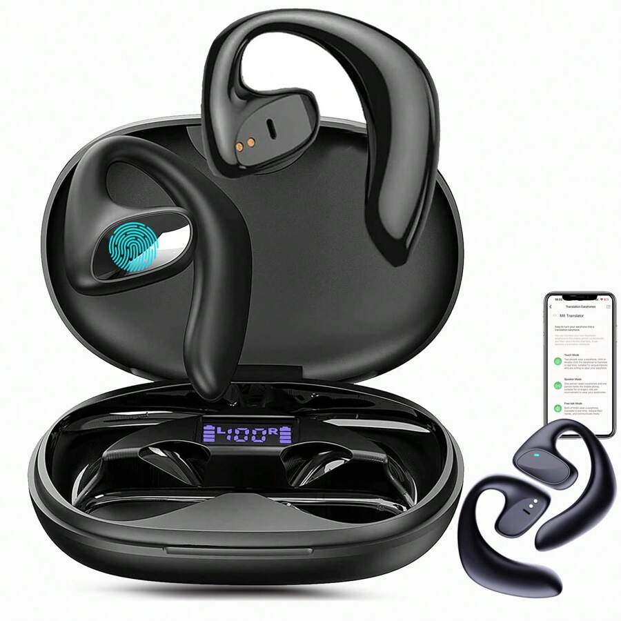 Language Translator Earbuds Supports 150 Language Online Real Time Voice Translator Device, Supports Music, Phone, And Regular Headphone Functions - 黑色 - 查看 1