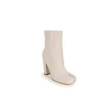 Womens Block Heel Ankle Bootie - Bone - View 4