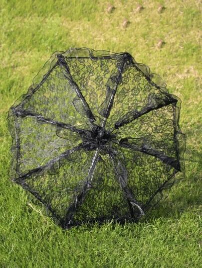 1 件黑色蕾丝阳伞，婚礼装饰道具，欧式新娘婚礼伞，户外婚礼仪式装饰，舞蹈表演