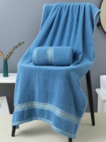 1pc Thin Rectangular Bath Towel, 70*140cm, Minimalist Jacquard Pattern OR 1pc Soft, Absorbent, Quick-Drying, Non-Fading Hand/Face Towel, 34*72cm, Suitable For Bathroom, Hotel, Travel, Party, Holiday Gift, Salon, Unisex, All Seasons