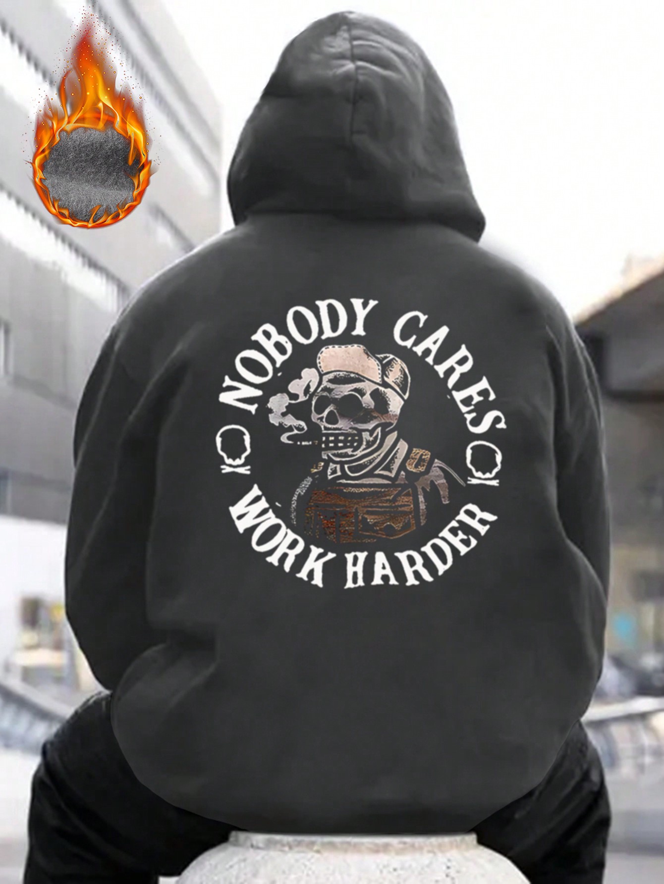 Men's Vacation Casual Palm Tree & Letter Print Fleece Hooded Sweatshirt